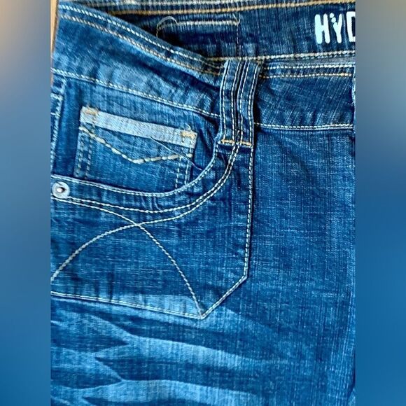 VTG 2000s y2K Hydraulic Metro Low Rise Flare jeans Dark Whisker Stretch 11/12 - Picture 12 of 12